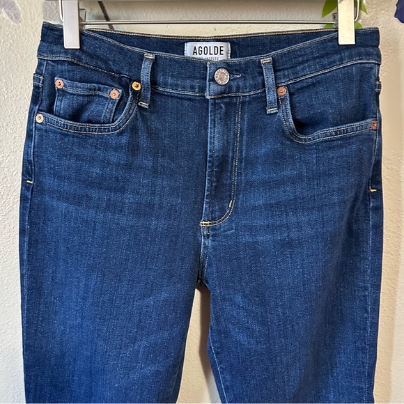 Agolde Sophie High Rise Skinny Crop Jeans in Reverb Raw Hem Size 30 - Picture 3 of 12